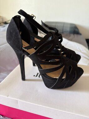 JustFab Neri Cutout Platform Heels Black Women's Size 8